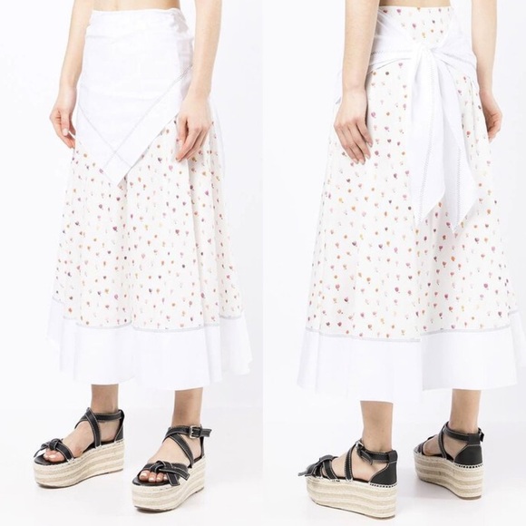 Rosie Assoulin Ula cotton poplin flower Waist Wrap midi skirt Tulip-printed - Picture 16 of 16